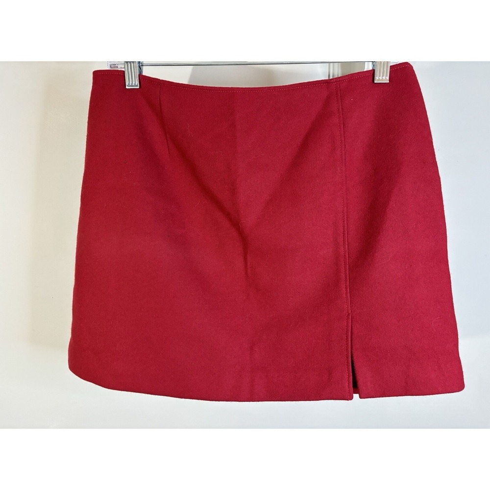 VTG EXPRESS WORLD BRAND Red Wool Mini Skirt 9/10 Y2K 90's